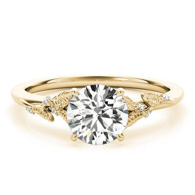 14K Yellow Gold 1 CT Round Diamond Engagement Ring