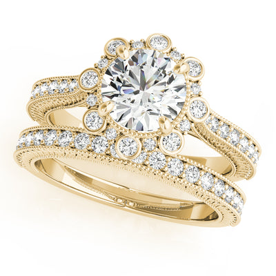 14K Yellow Gold 1 CT Diamond Halo Engagement Ring