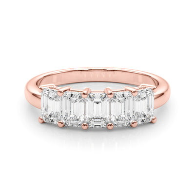 14K Rose Gold Emerald Diamond Wedding Ring