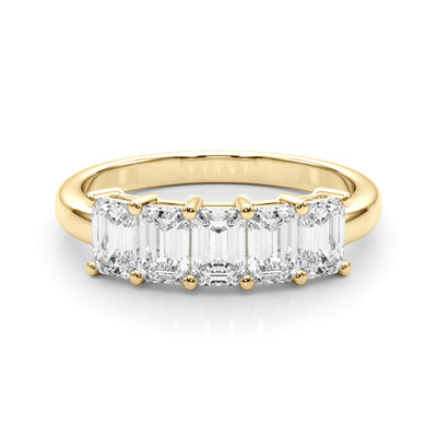 14K Yellow Gold Emerald Diamond Wedding Ring