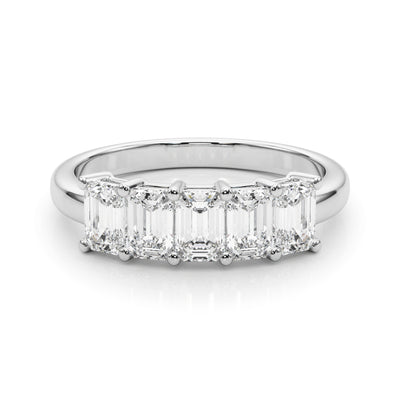 Multi-Diamond Emerald Cut Wedding Ring