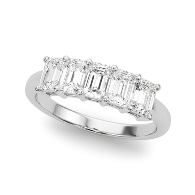 Multi-Diamond Emerald Cut Wedding Ring