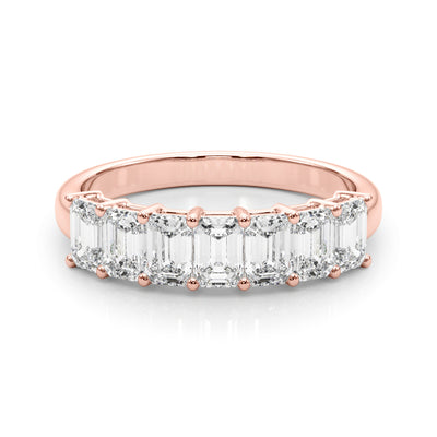 18K Rose Gold Emerald Diamond Wedding Ring