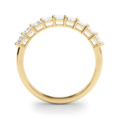 14K Yellow Gold Emerald Diamond Wedding Band