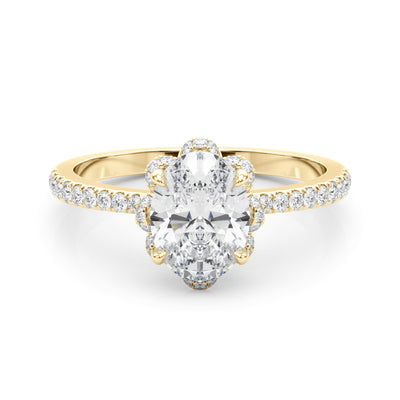 18K Yellow Gold Oval Diamond Engagement Ring with Halo