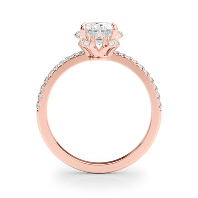 14K Rose Gold Oval Diamond Halo Engagement Ring