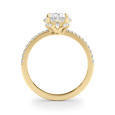 18K Yellow Gold Oval Diamond Engagement Ring with Halo