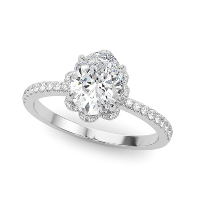 Oval Diamond Halo Engagement Ring