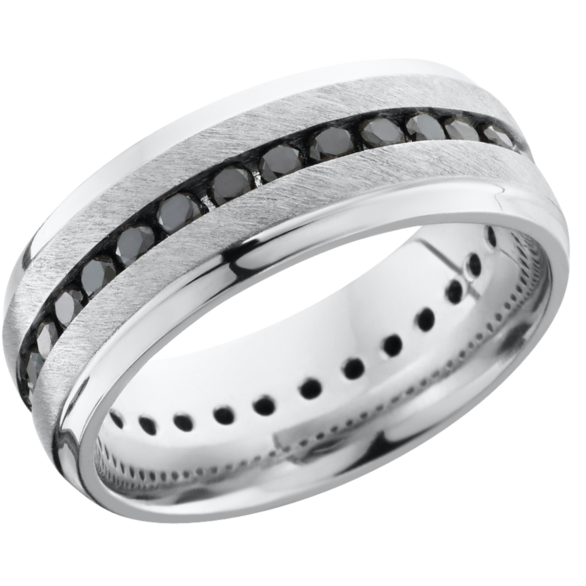 Titanium 8mm beveled band with .04ct channel-set eternity black diamonds