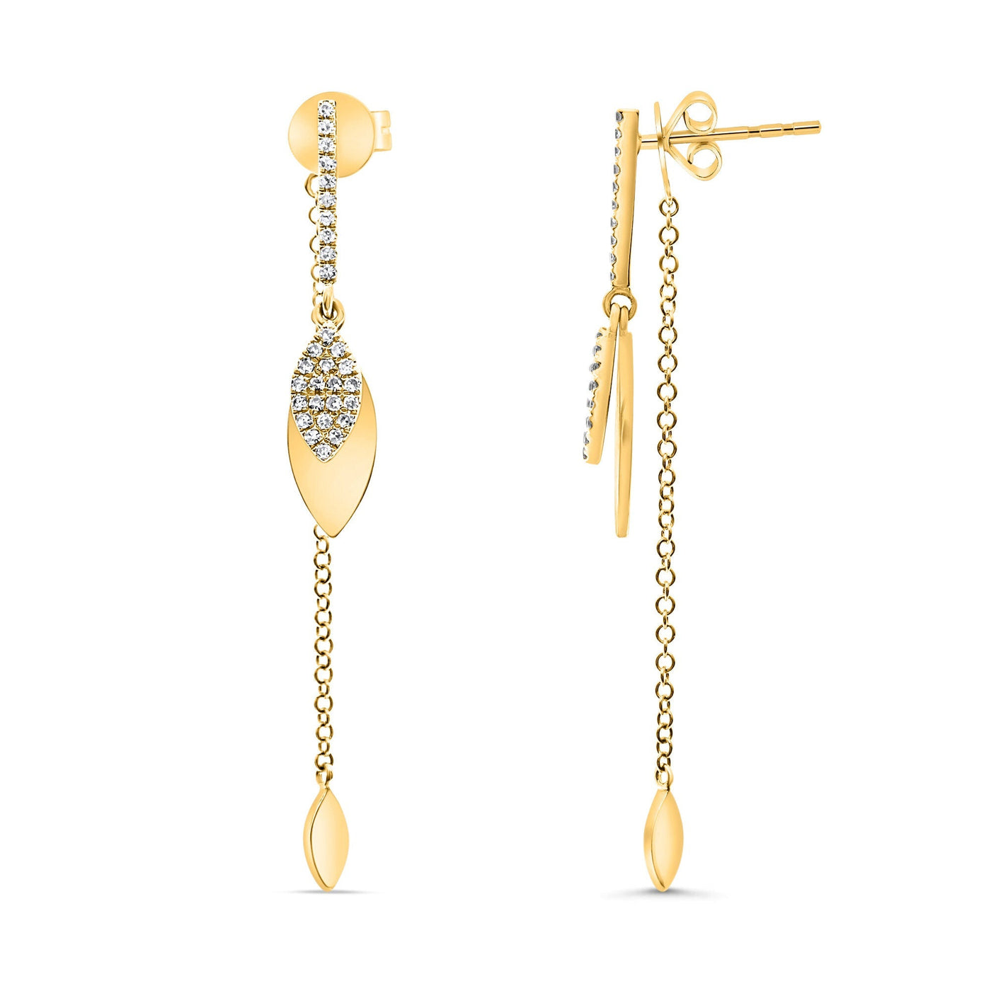 14 Karat Yellow Gold Diamond Earrings