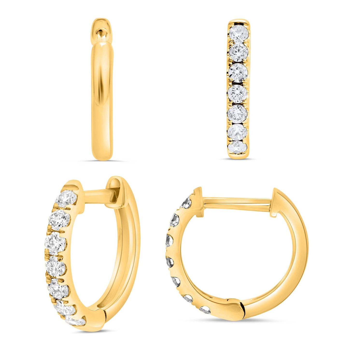 14 Karat Yellow Diamond Gold Hoop Earrings