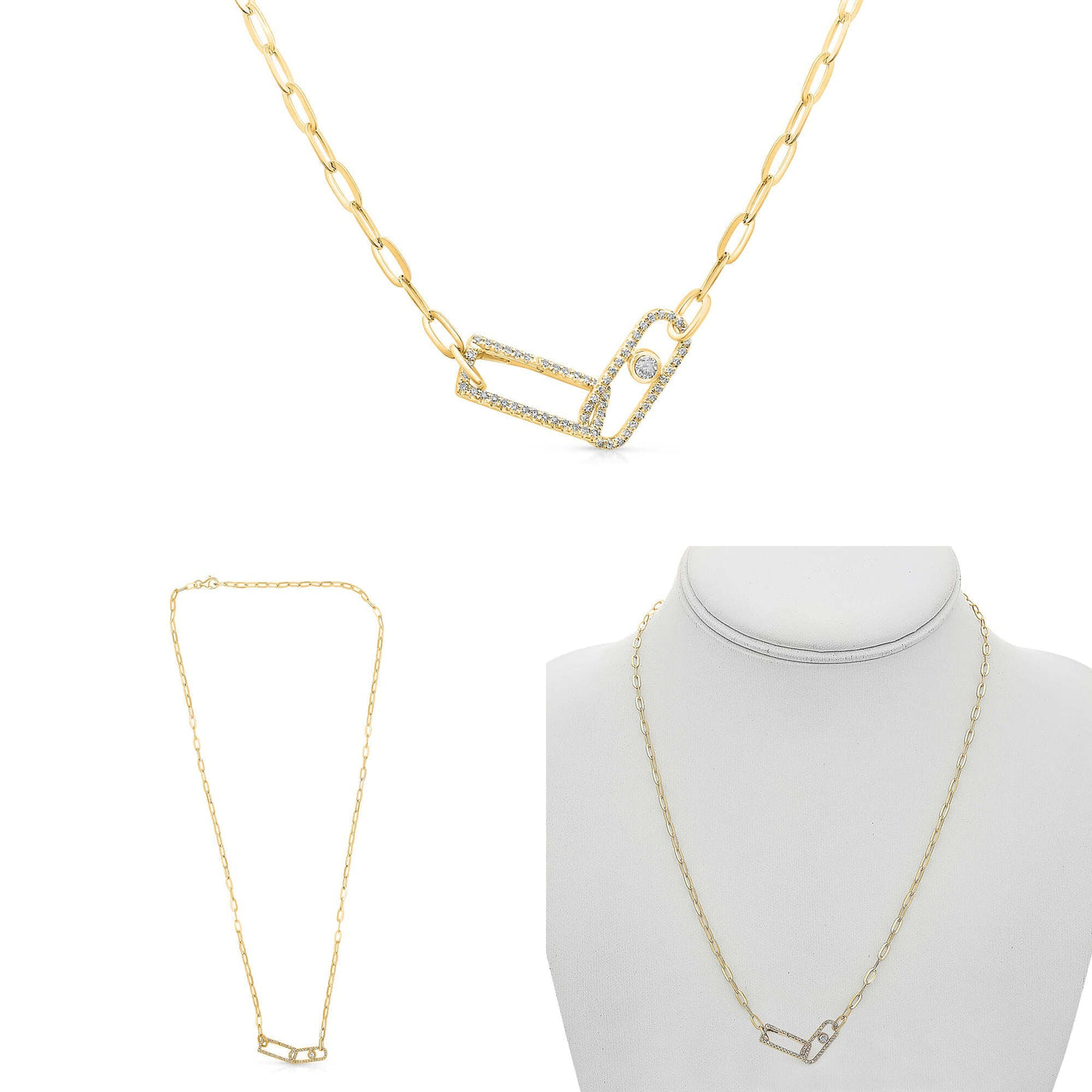 Diamond Paper Clip Necklace