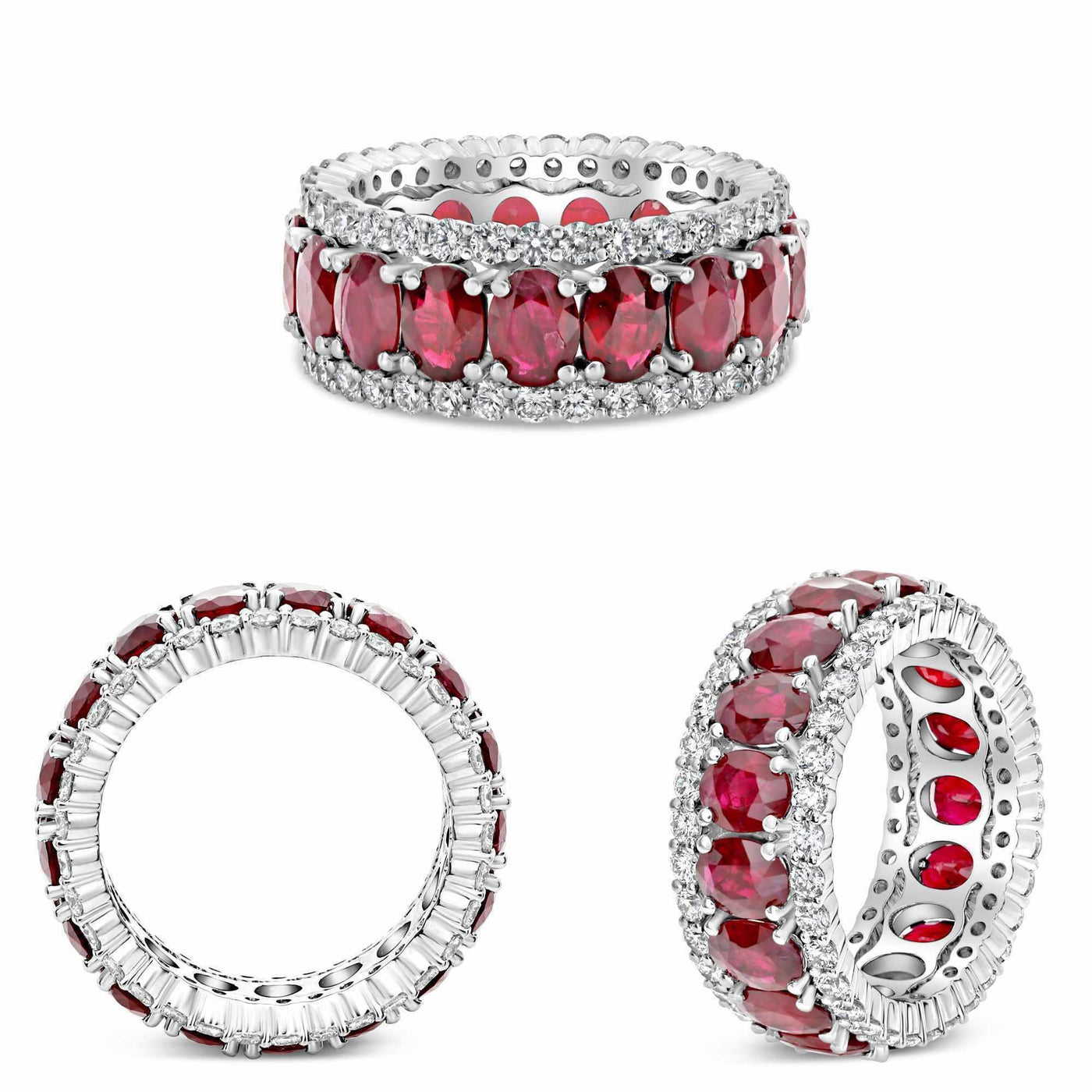 Platinum Diamond and Ruby Eternity Ring