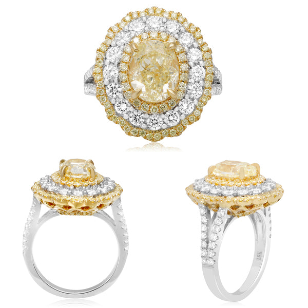 Yellow Diamond Halo Ring