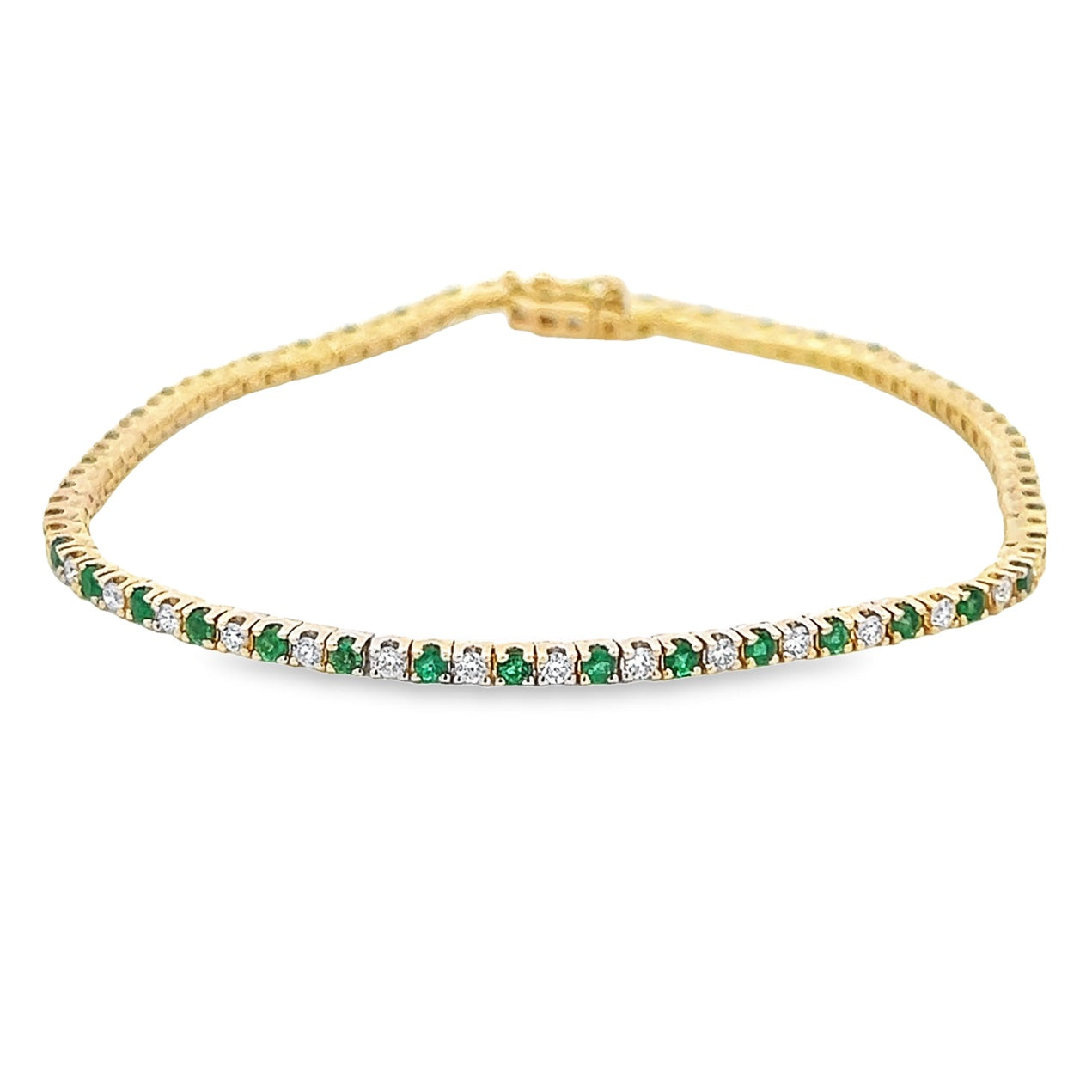 Diamond and Green Emeralds Tennis Bracelet