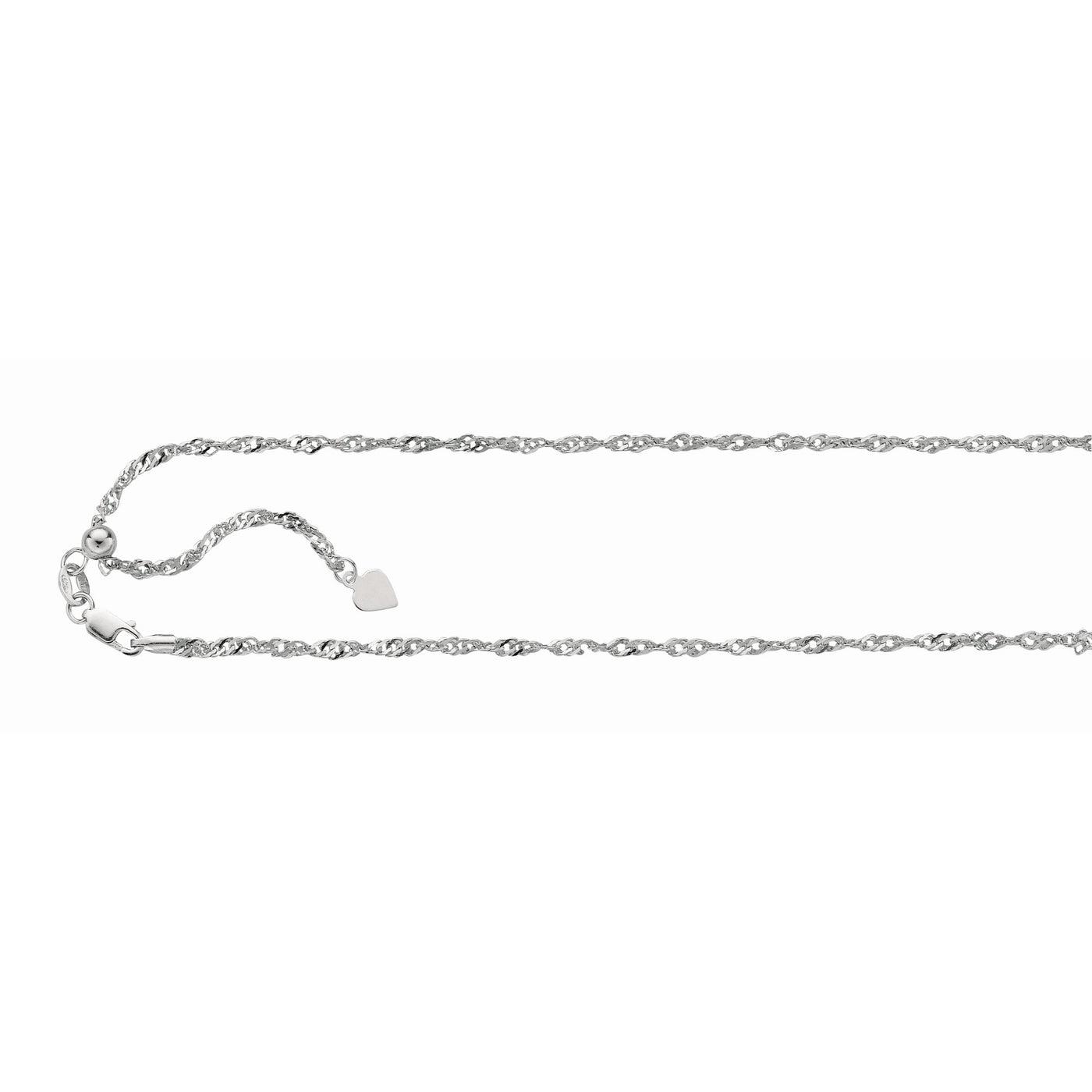 Silver 1.5mm Adjustable Singapore Chain