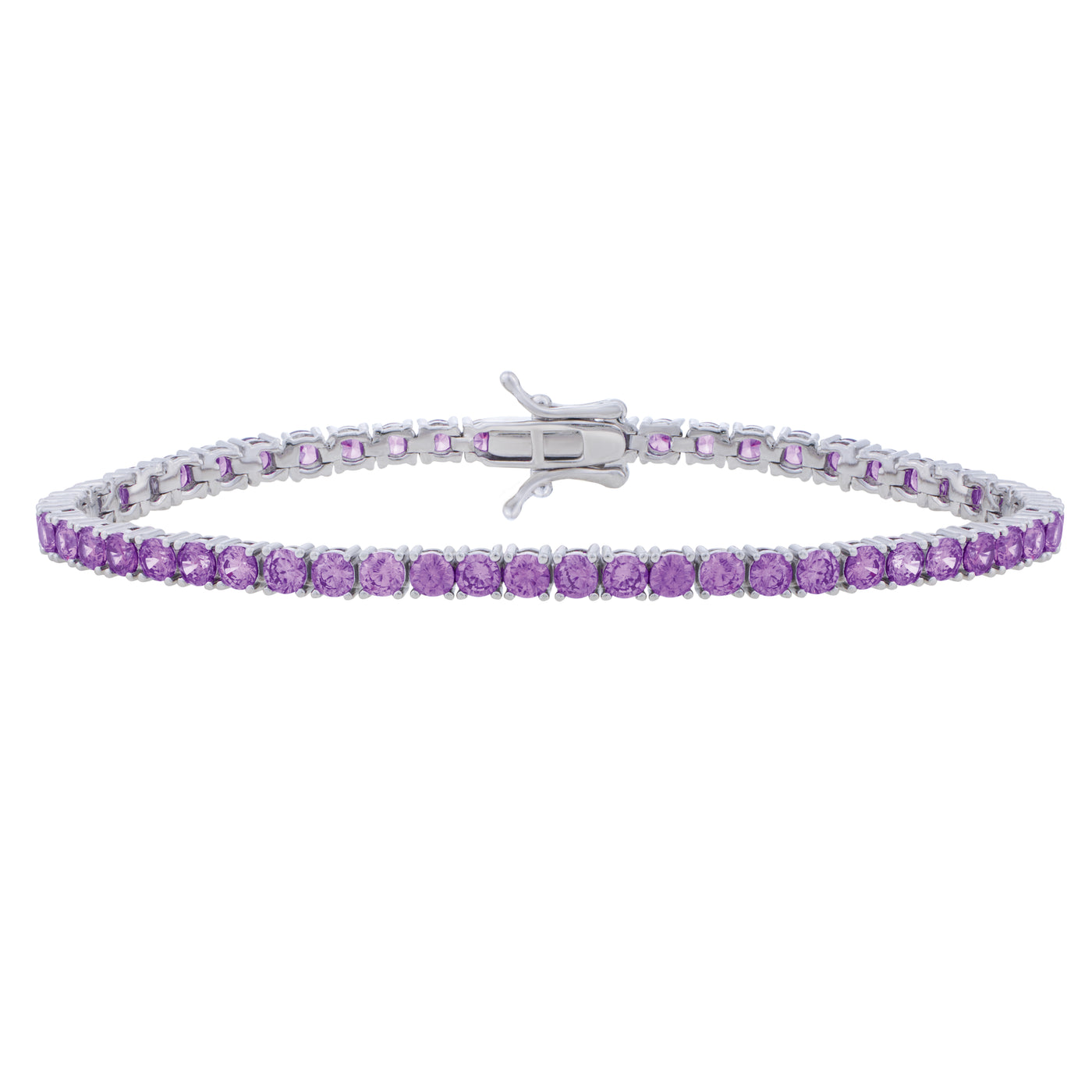 Silver Purple CZ Tennis Bracelet