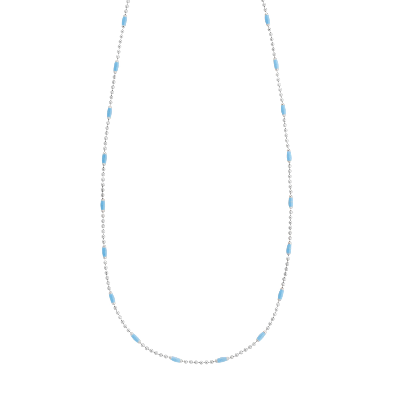 Silver Enamel Beaded Chain Necklace