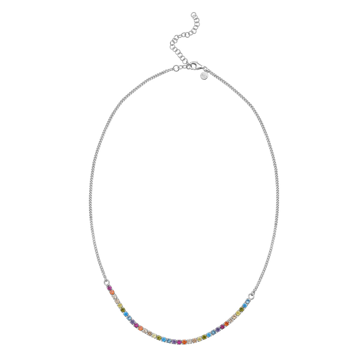 Silver Rainbow CZ Necklace