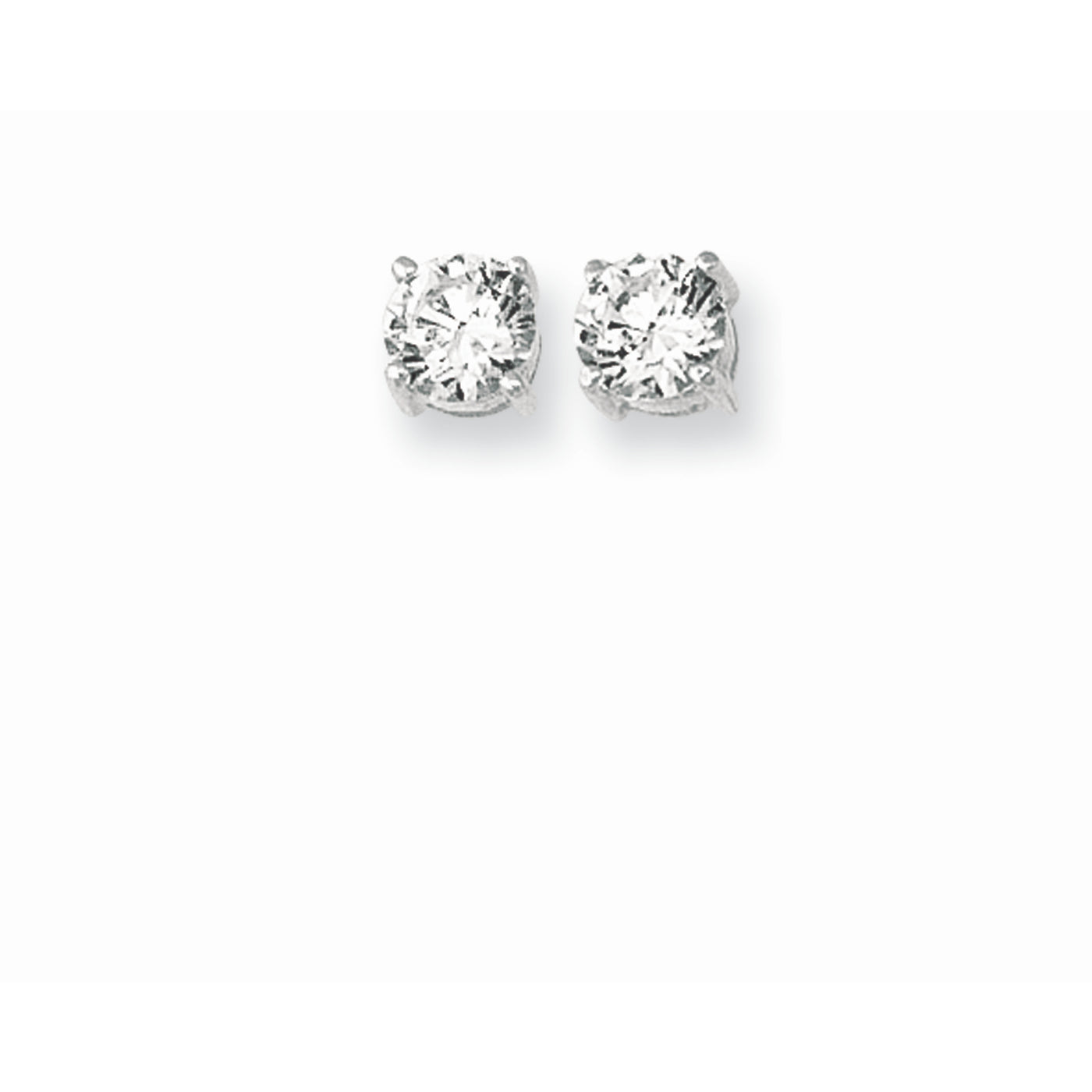 Silver 6MM Round CZ Earring