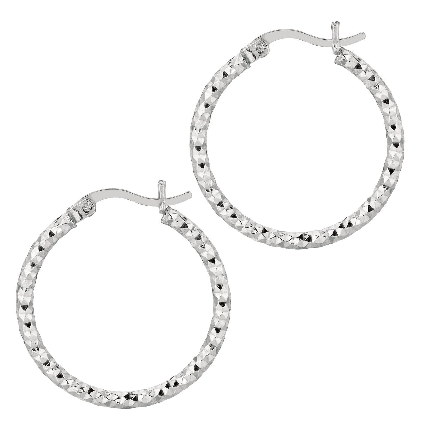 Silver 2x20MM Diamond Cut Earring