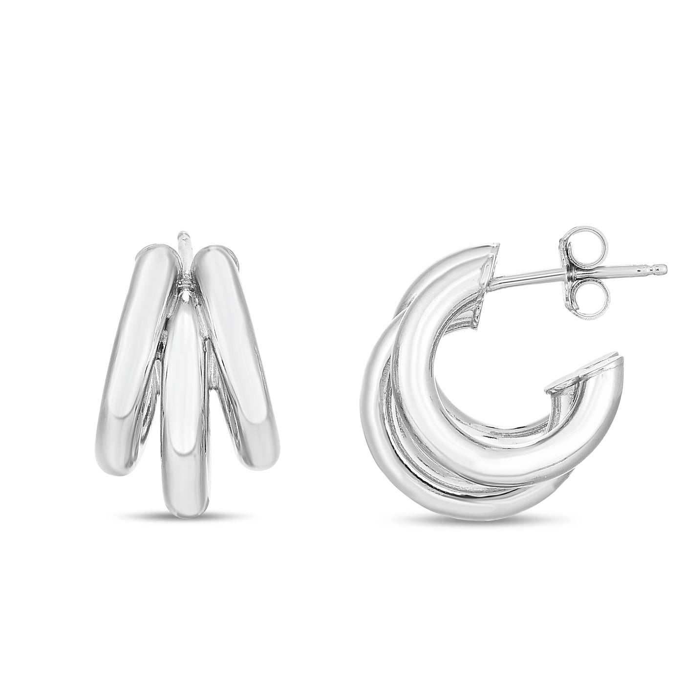 Silver 16mm Triple Barrelled Hoops