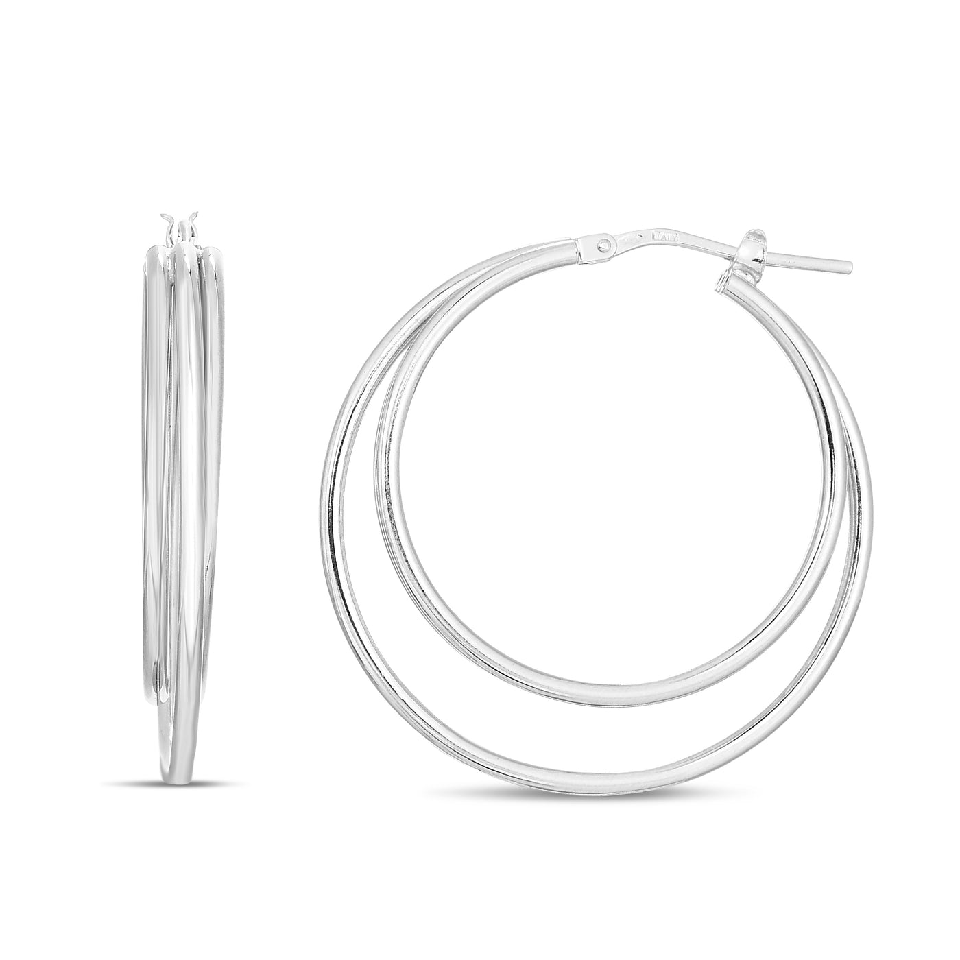 Silver Triple Row Hoops