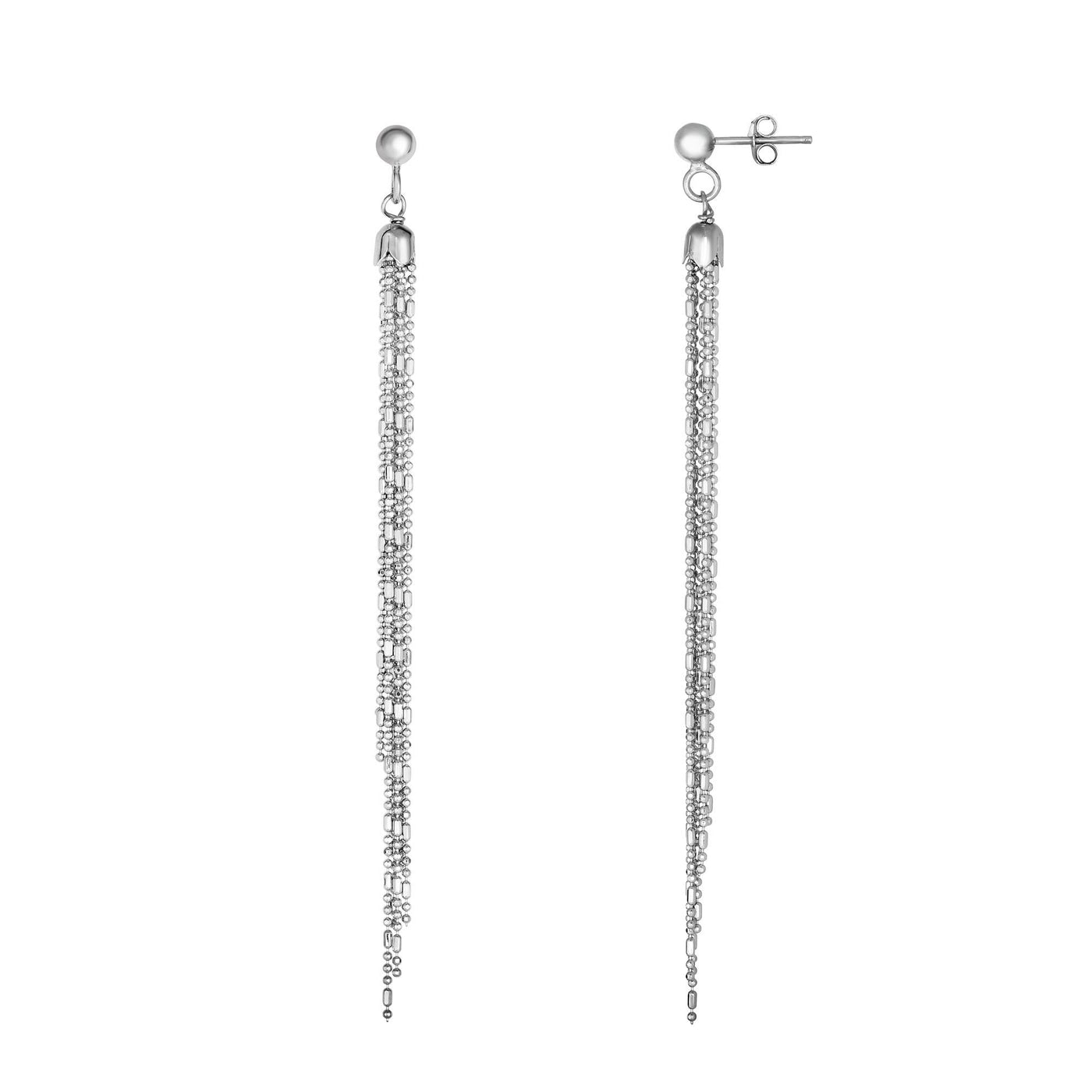 Silver Bead & Bar Chain Earring