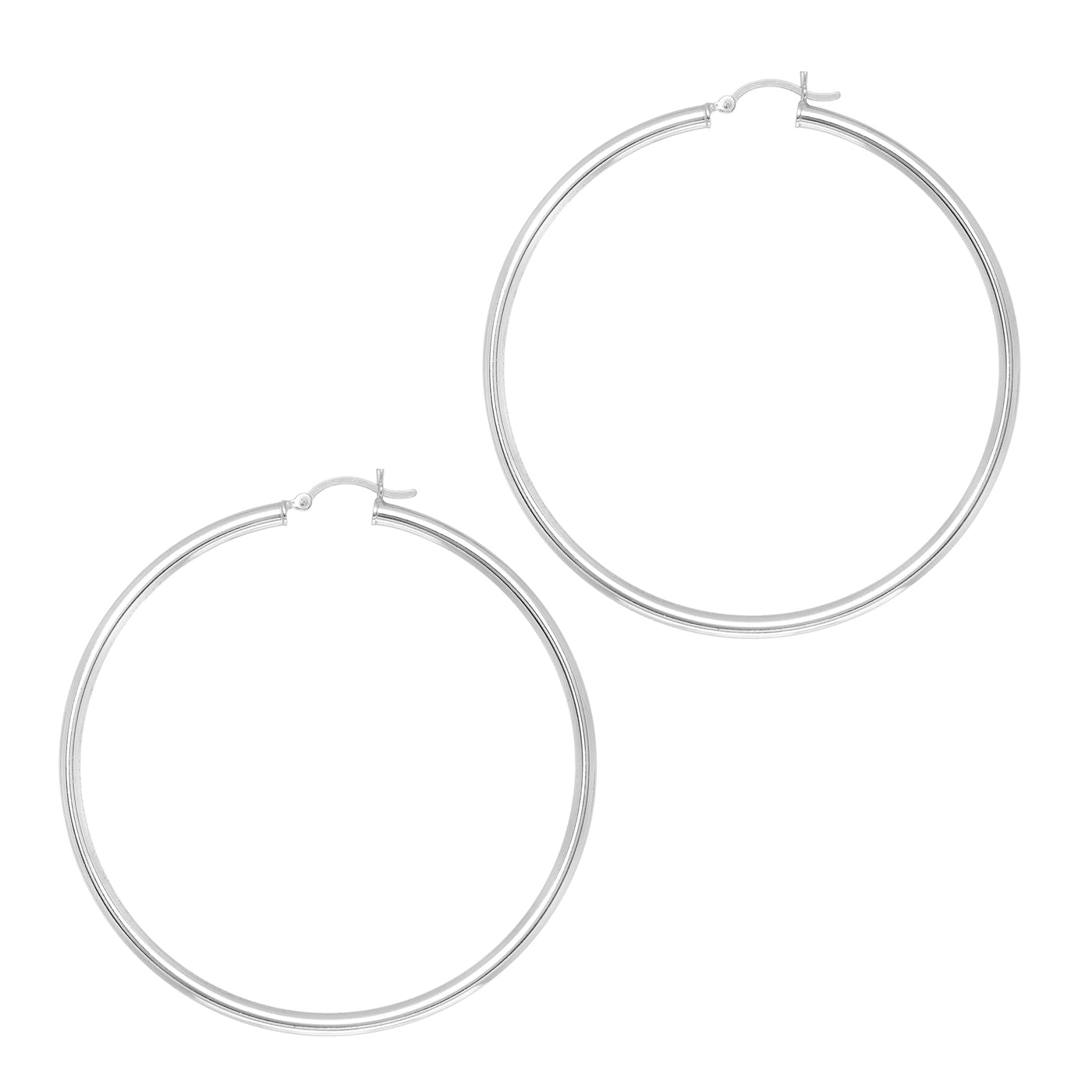 Silver 3x60mm Hoop Earring