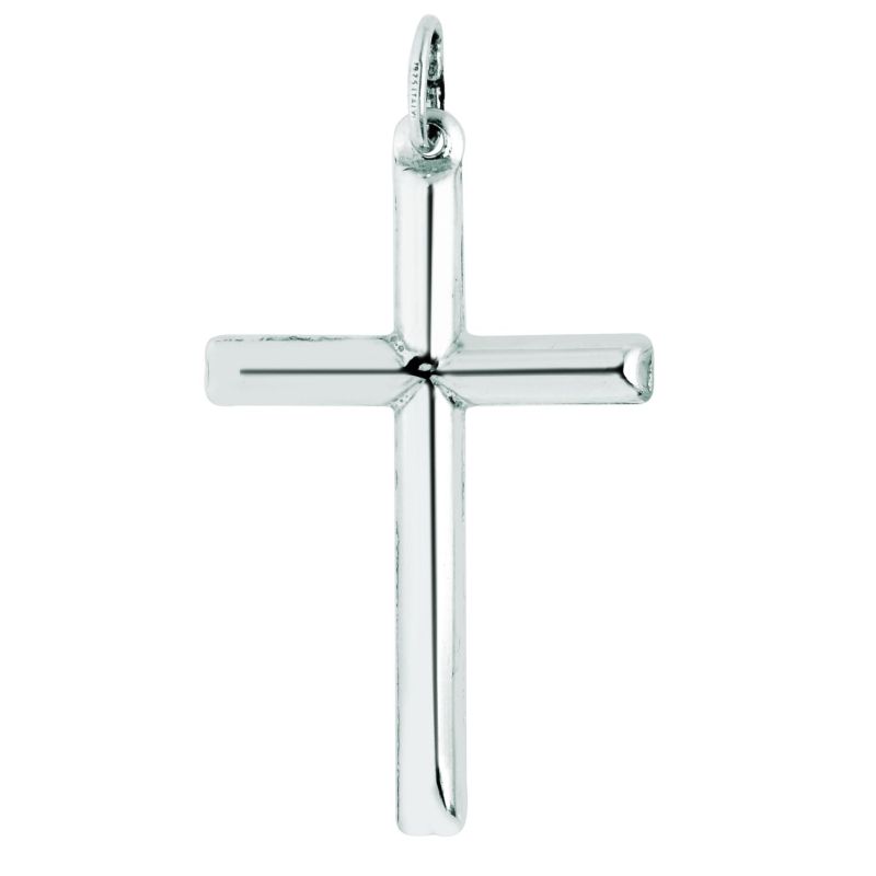 Silver Large Polished Cross Pendant