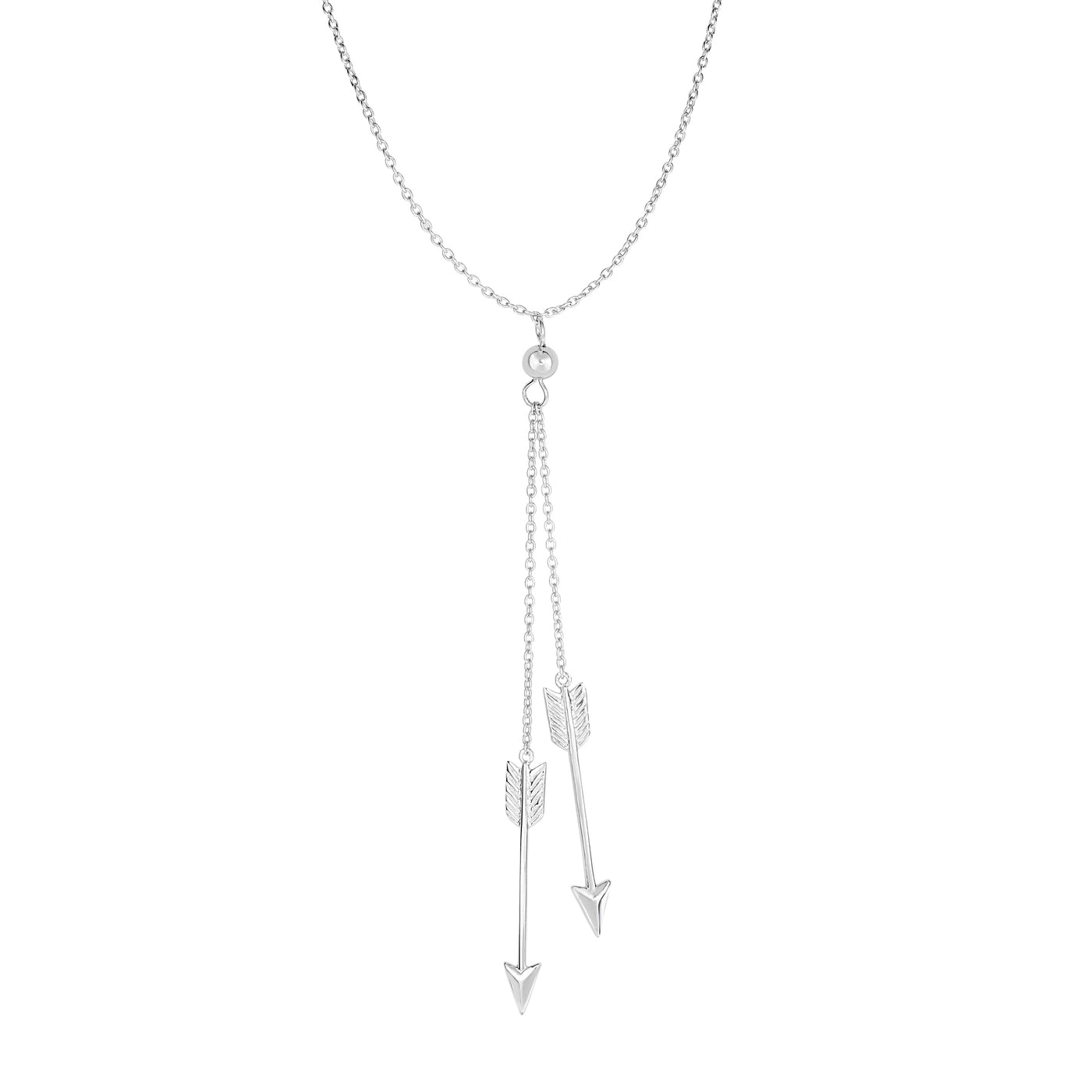 Silver Double Drop Arrow Necklace