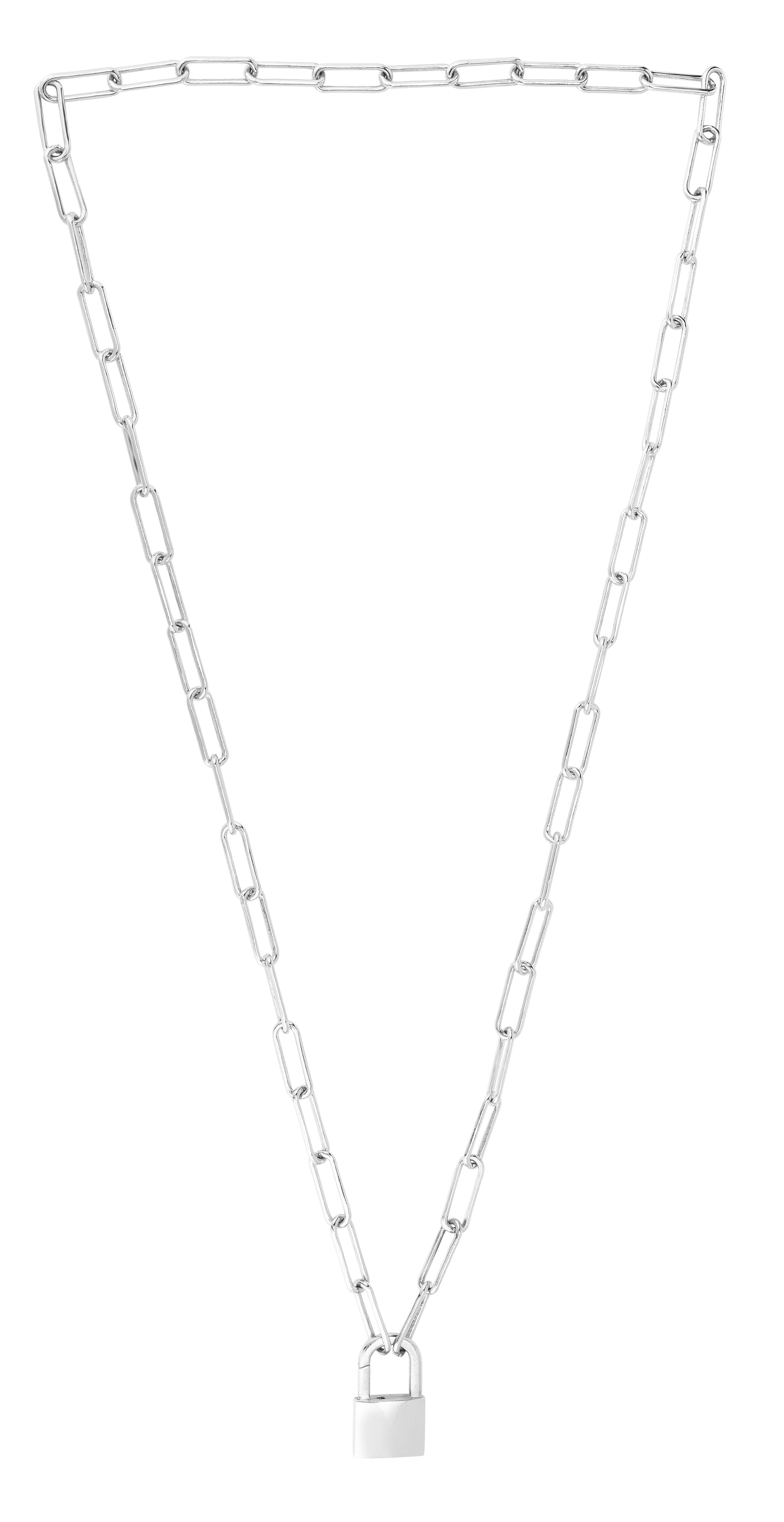 Silver Lock Link Necklace