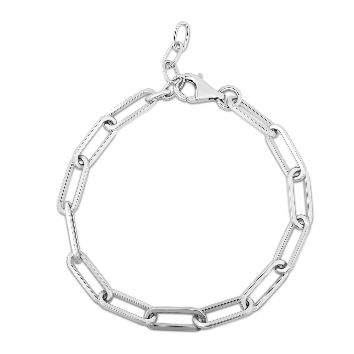 Silver Squared Paperclip Link 18"" Necklace