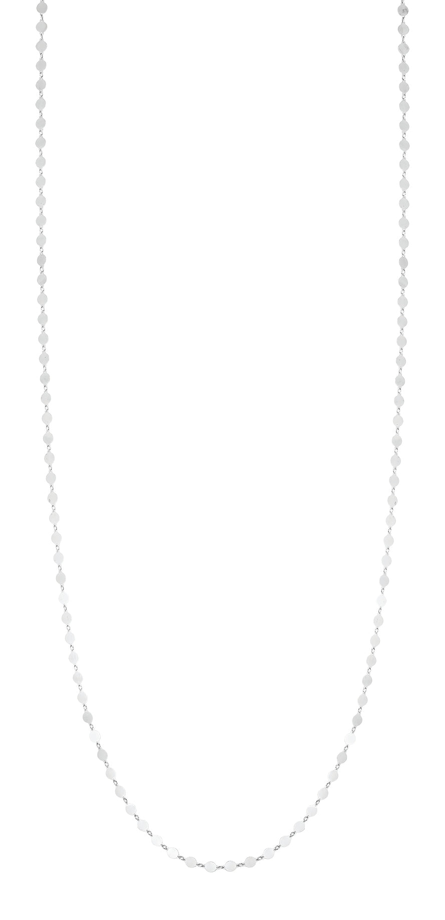 Silver Mirror Link Single Strand Long Necklace