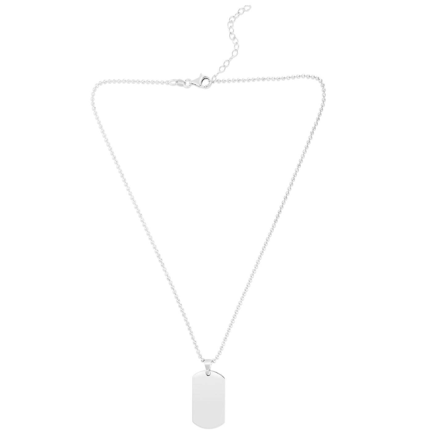 Silver Rectangular Tag Necklace