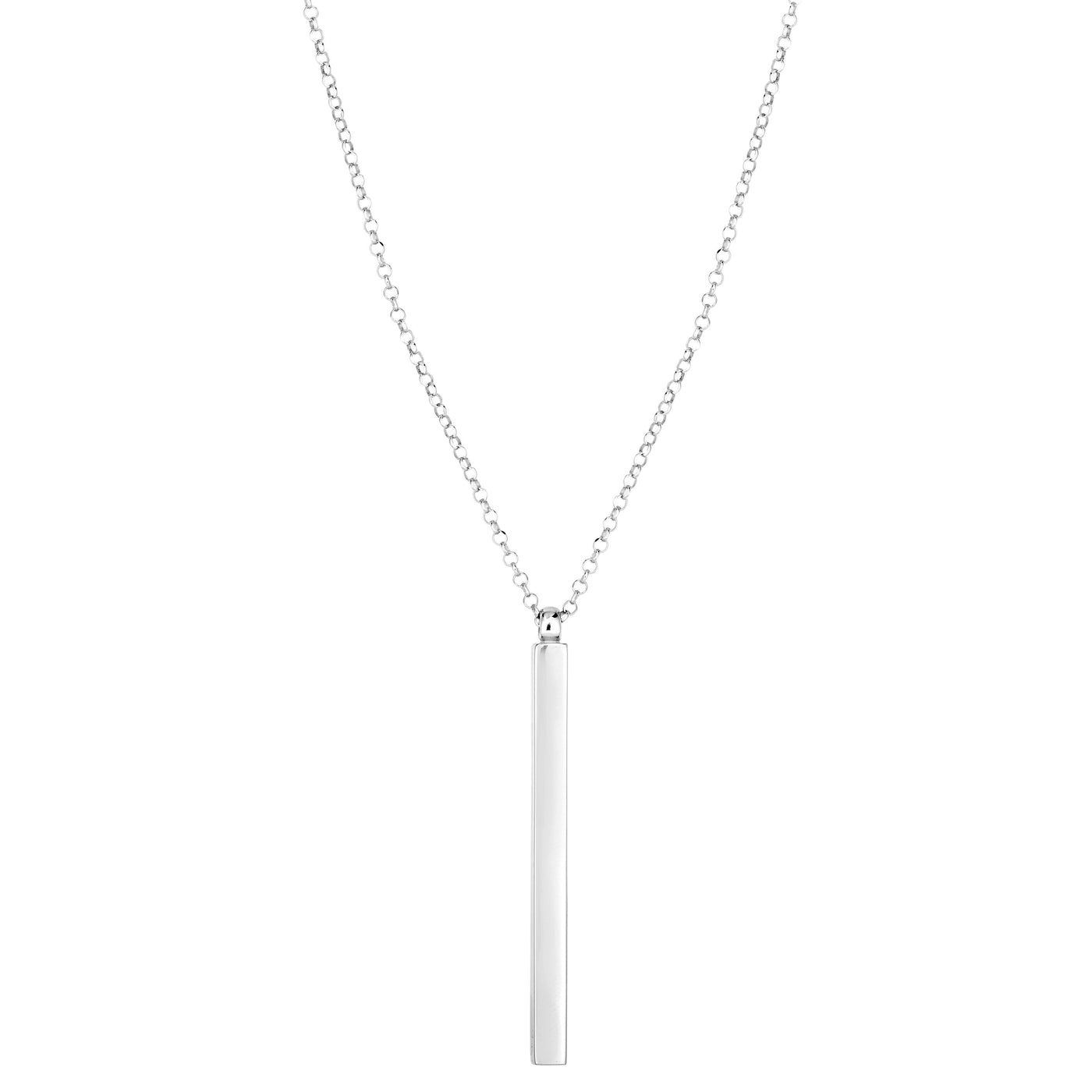 Silver Vertical Long Bar Necklace