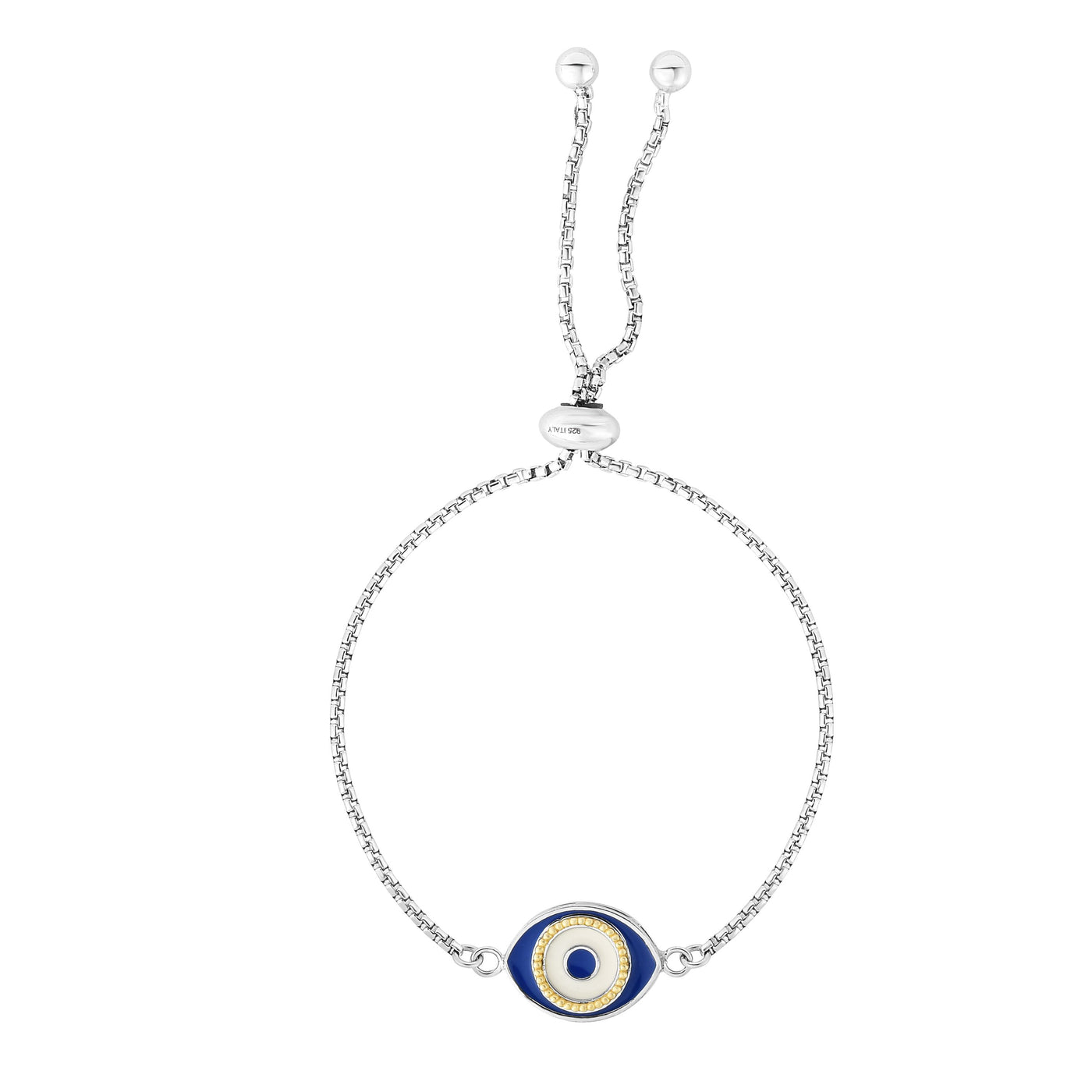 Sterling Silver Enamel Evil Eye Friendship Bracelet