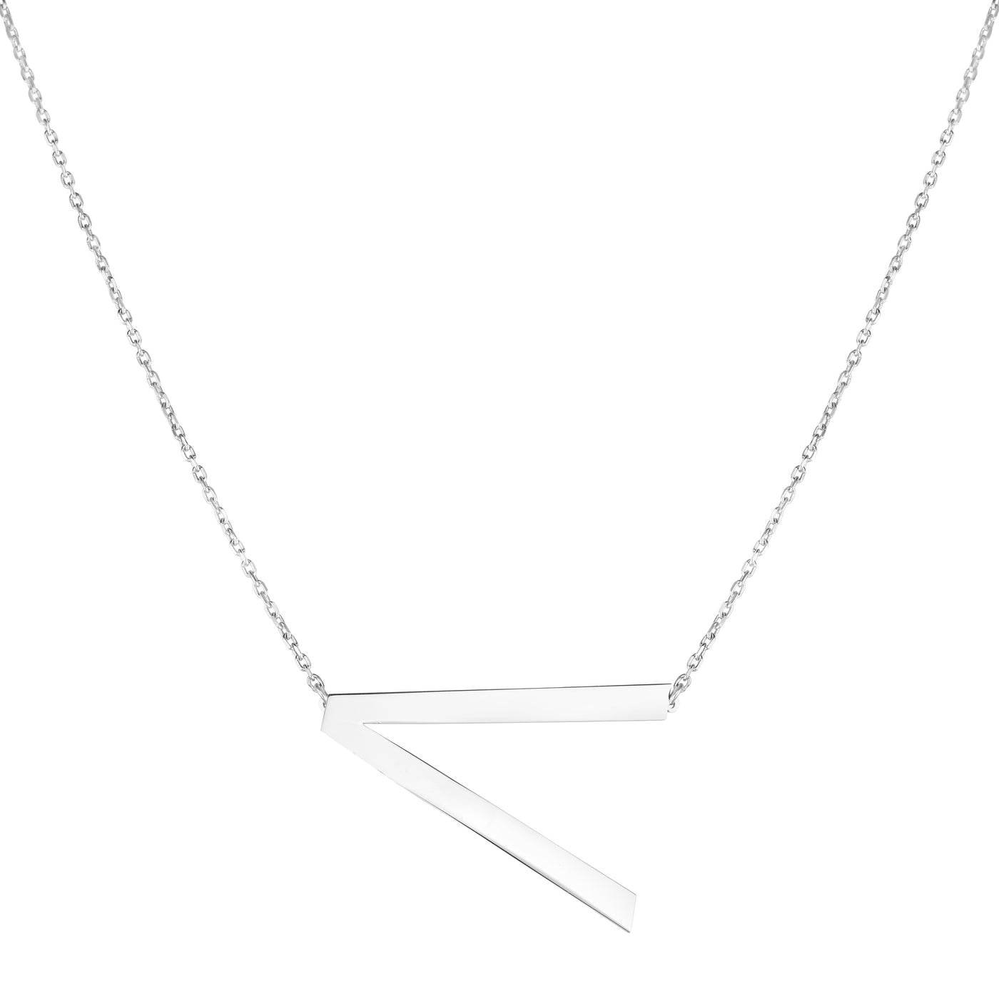 Silver V Letter Necklace