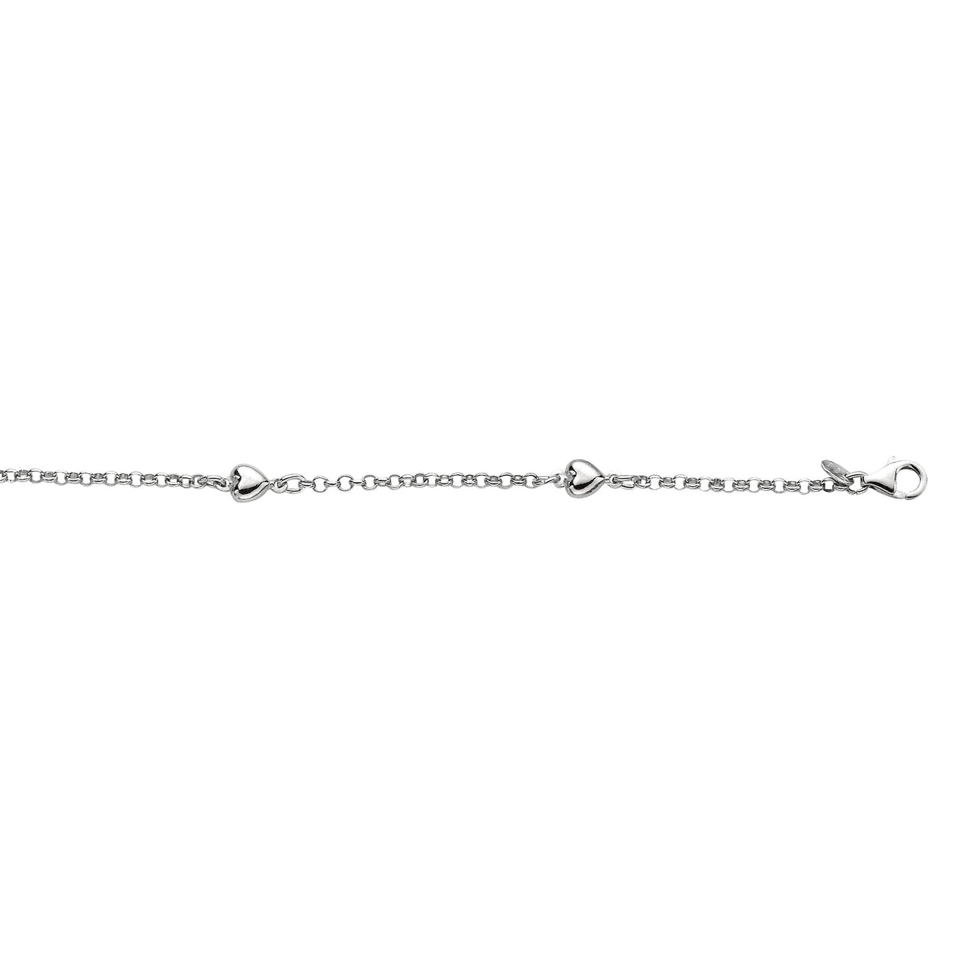 Silver Heart Station Anklet