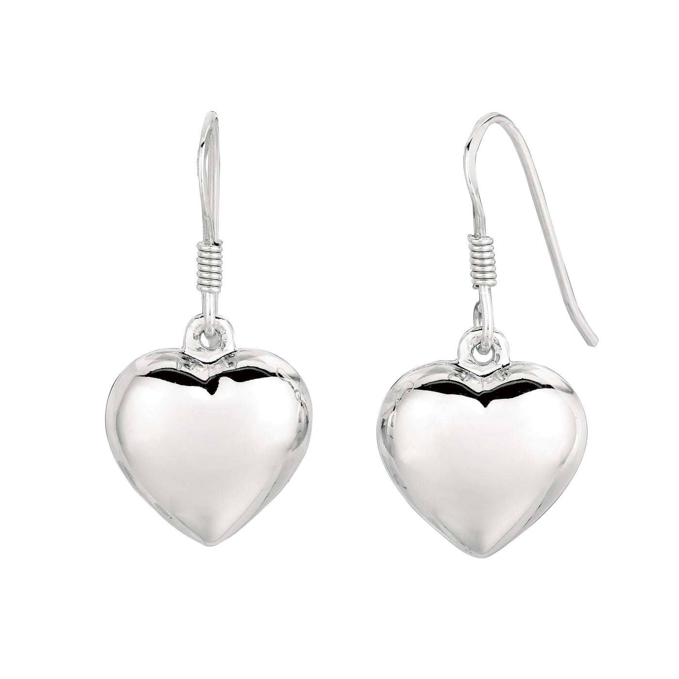 Silver Puff Heart Earring