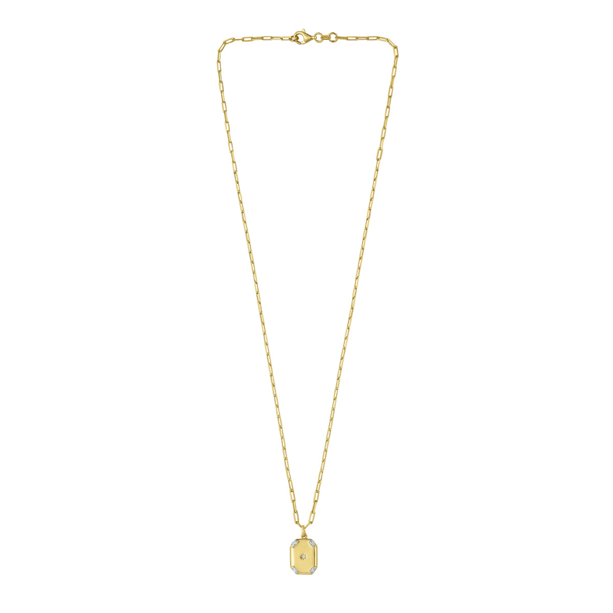 Gold Over Silver Octagonal Star Locket Necklace