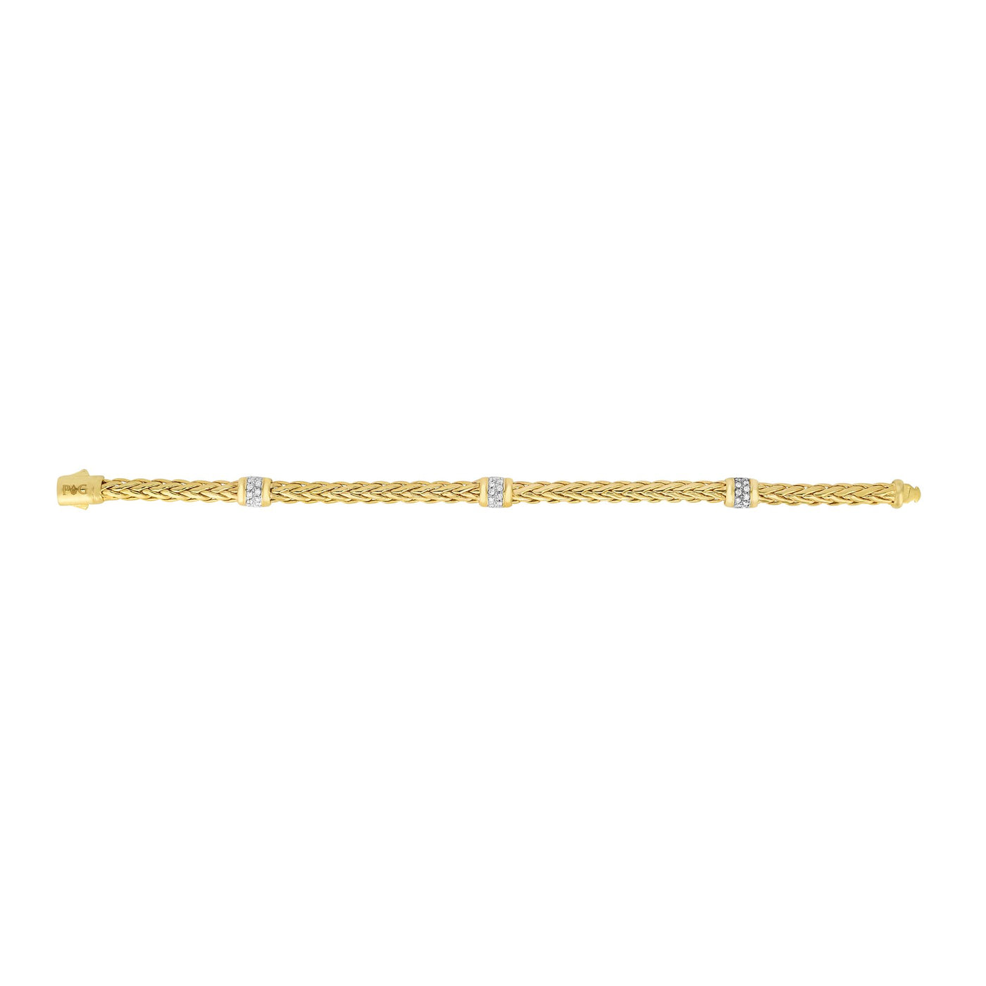 14K Gold Woven Diamond Station Bracelet