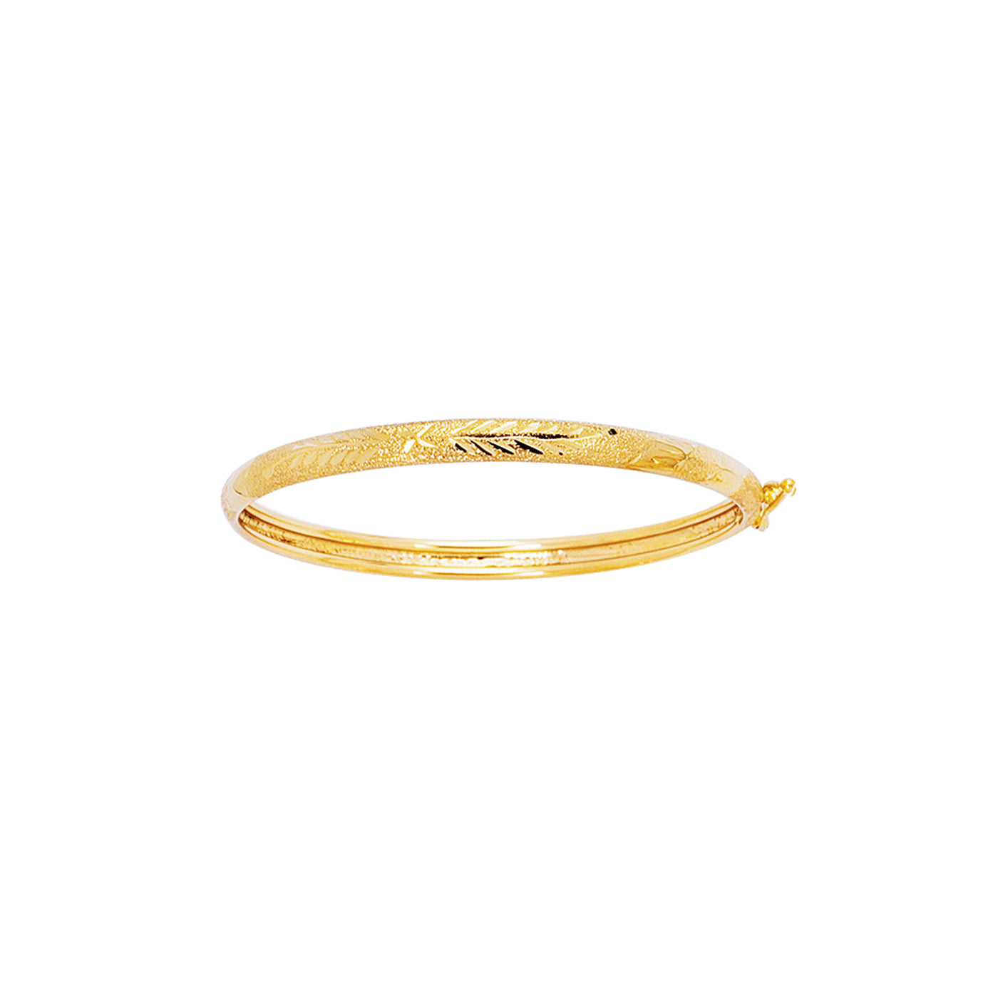 14K Yellow Gold Filagree Pattern with Florentine Finish Childrens Bangle