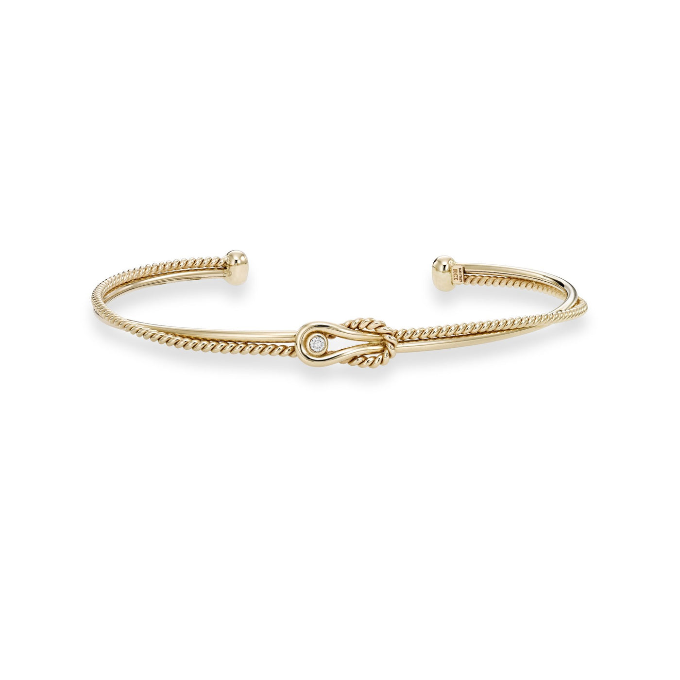 14K Gold Italian Cable LInfinito Diamond Knot Cuff