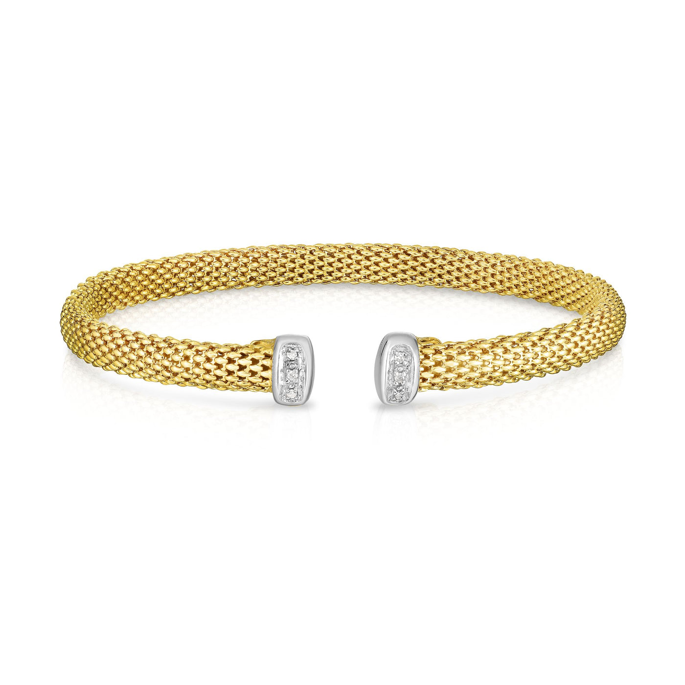 14K Gold .03ct. Dia Popcorn Bangle