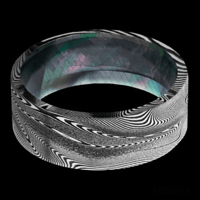 8 mm wide Flat Tightweave band featuring a Black Mother of Pearl sleeve.