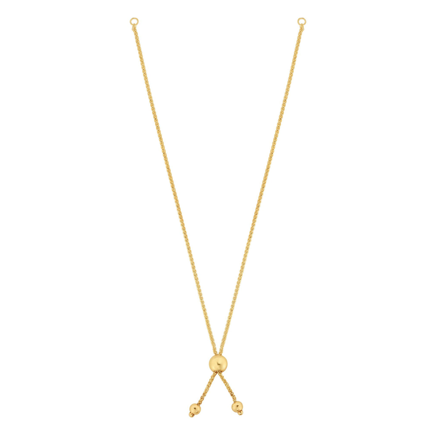 14K Gold Round Wheat Chain with Ball Slide Friendship Bracelet