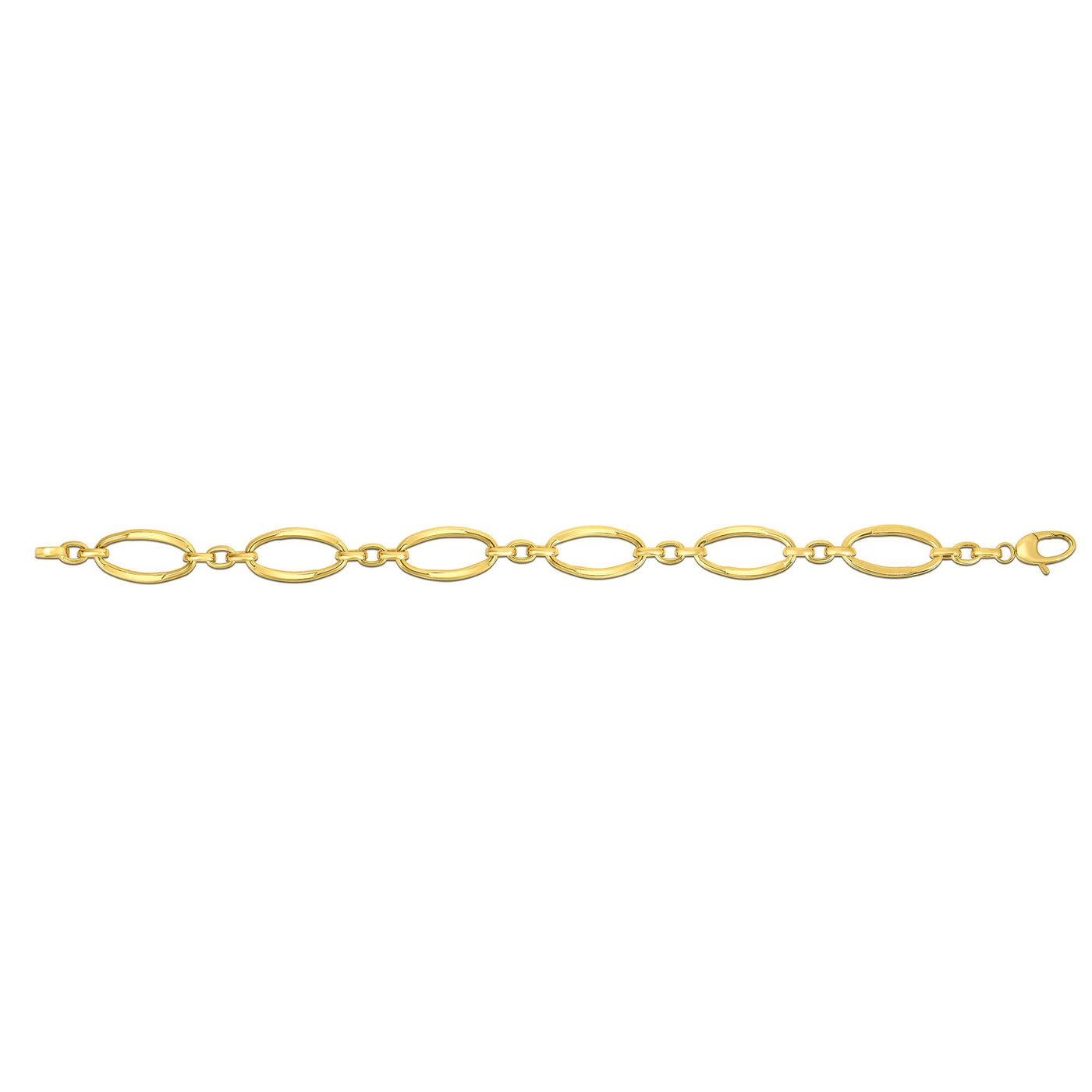 14K Gold Polished Three Plus One Oval Link Chain