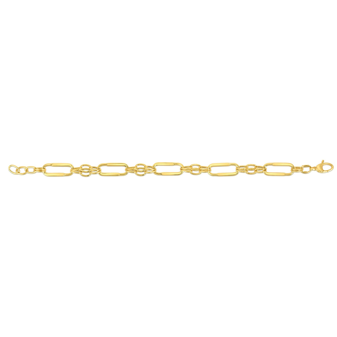 14K Gold Elongated Oval Station Link Chain