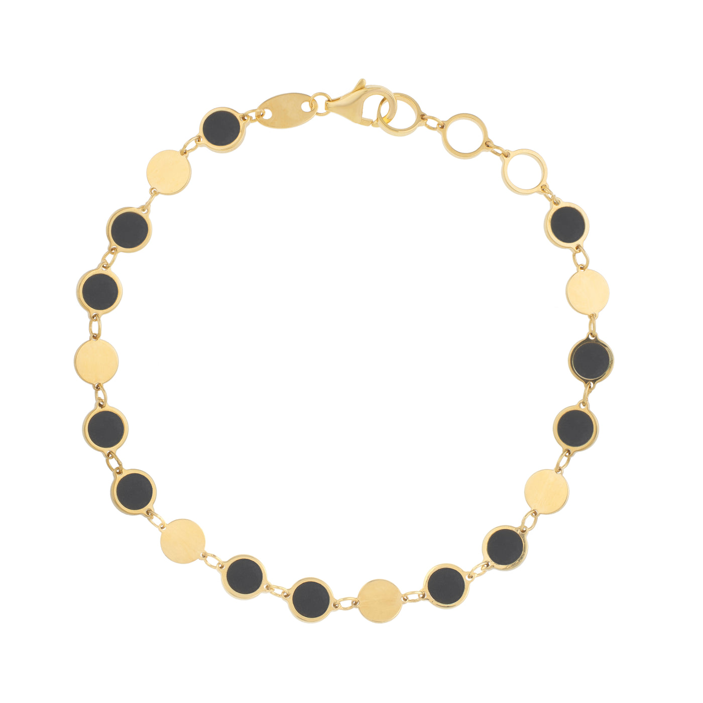 14K Onyx Geometric Mirror Gem Chain Bracelet